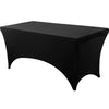Black stretch tablecloth set for dining and event decor