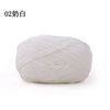 A ball of white 3mm matte chenille yarn for knitting and crochet.