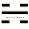 A set of minimalist black and white table runners and placemats.