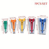 A set of five bias tape makers with various colors and an awl tool for sewing and quilting.