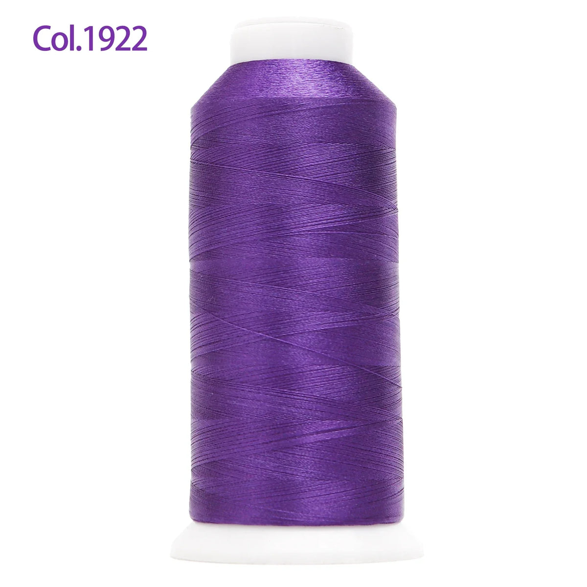 A spool of purple embroidery thread labeled Col.1922 with a white core.