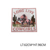 Embroidered patch featuring a silhouette of a cowgirl with text that reads Long Live Cowgirls