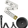 A set of two flexible body measuring tapes, one traditional tape and one with a circular measuring head.
