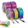 Rolls of self-adhesive crystal rhinestone ribbon in various colors and shades for DIY crafts