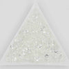 A triangular display of clear crystal AB flatback rhinestones for crafts and decor.