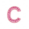 A pink rhinestone letter C patch with a glittery finish.