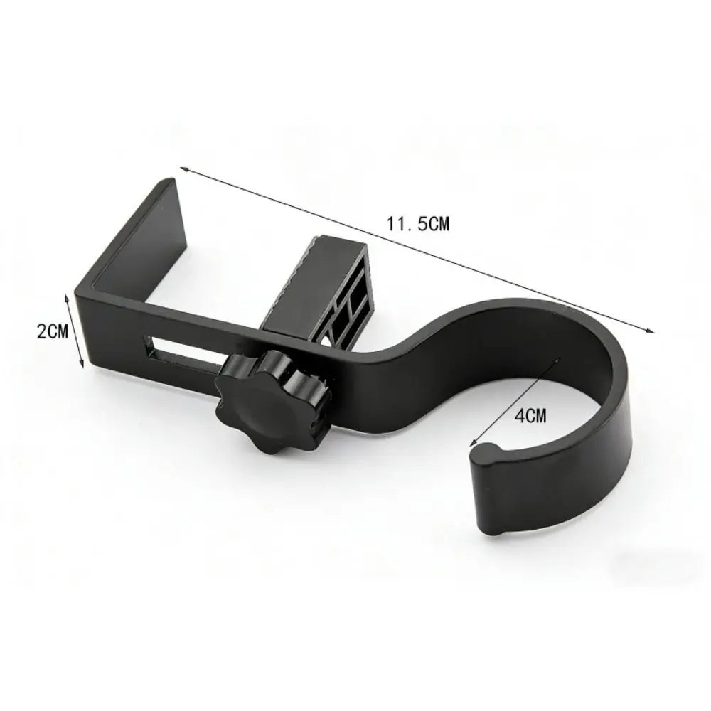 Black adjustable aluminum alloy desk hook with dual clips for organizing bags and keys