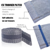 C5 trouser patch showing self-adhesive non-cut fabric repair and modification for pants.