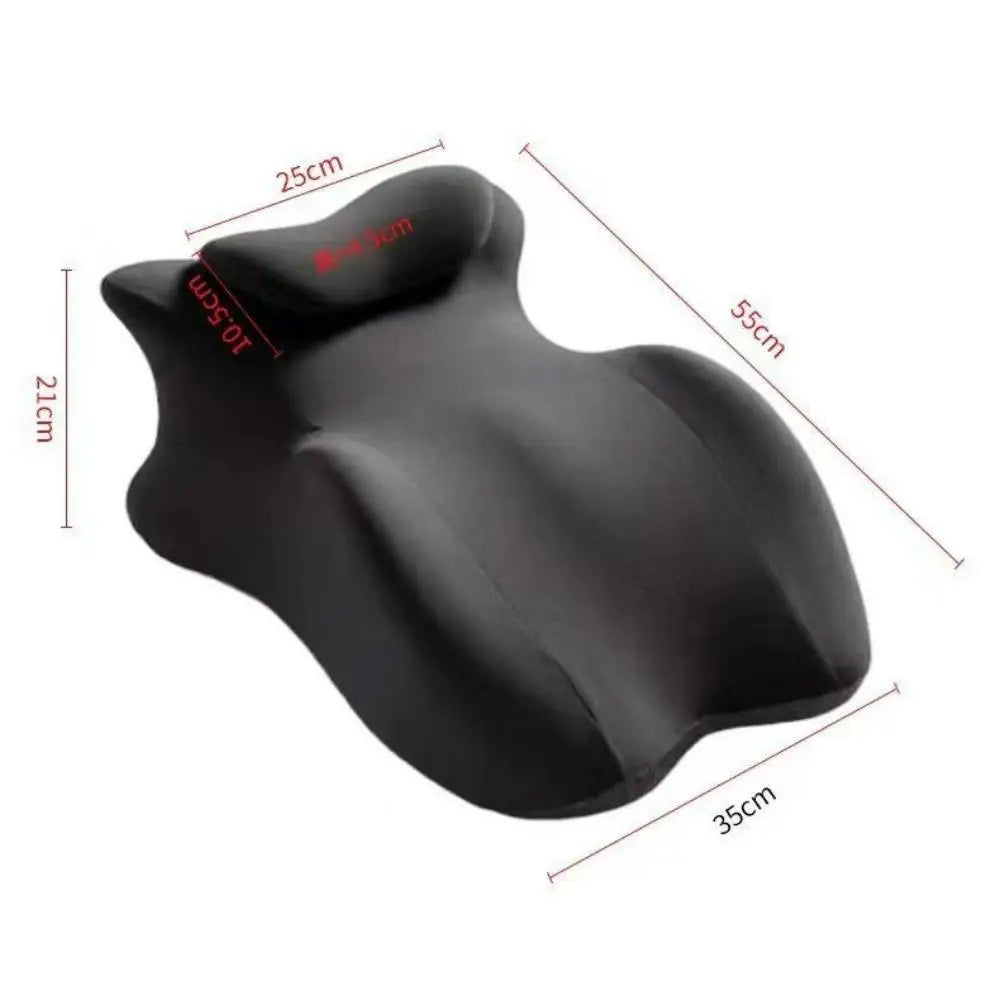Black ergonomic memory foam wedge pillow designed for pain relief.