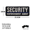 Black embroidered security agent patch with text and hook and loop backing