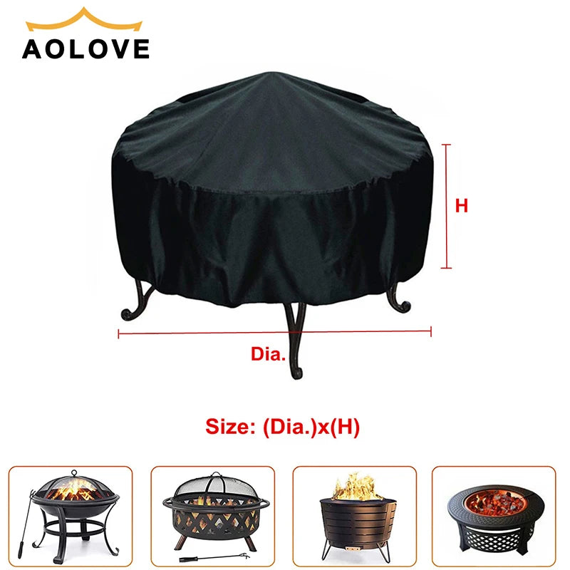 Black waterproof BBQ grill cover with a dome shape shown in various forms.