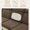 Brown jacquard elastic sofa cushion cover with textured fabric and a white decorative trim.