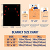 Size chart for a Halloween flannel blanket showing dimensions in inches and centimeters.