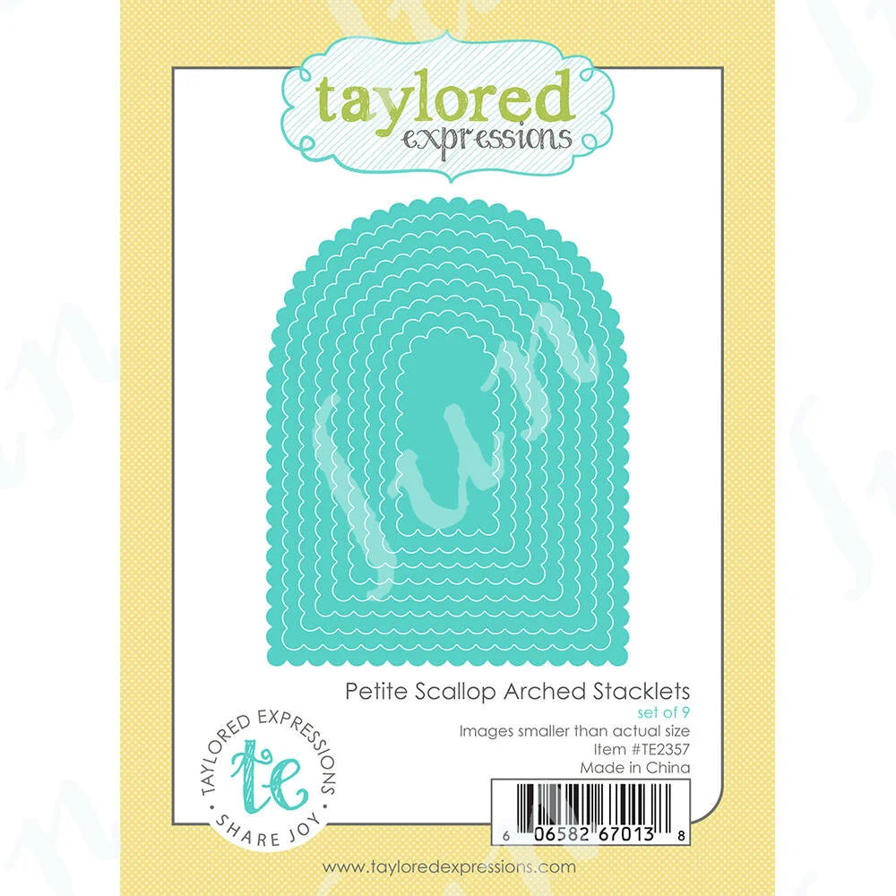 A set of nine petite scallop arched stackle images for DIY scrapbooking and crafting