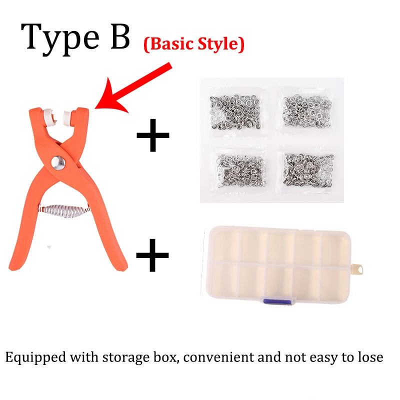 Type B Basic Style snap button kit with storage box and sewing tools