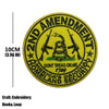 Yellow embroidered patch with the text 2nd Amendment and America's Original Security featuring a coiled snake.