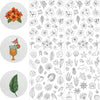 A collection of line art patterns featuring flowers, leaves, sea creatures, and tropical plants for embroidery.