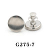 Silver adjustable button pin with a round top and cylindrical post.