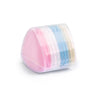 A clear plastic container filled with pastel colored fabric chalk markers for sewing.