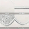 A close-up view of a white, non-slip rug with a textured surface and precision edging.