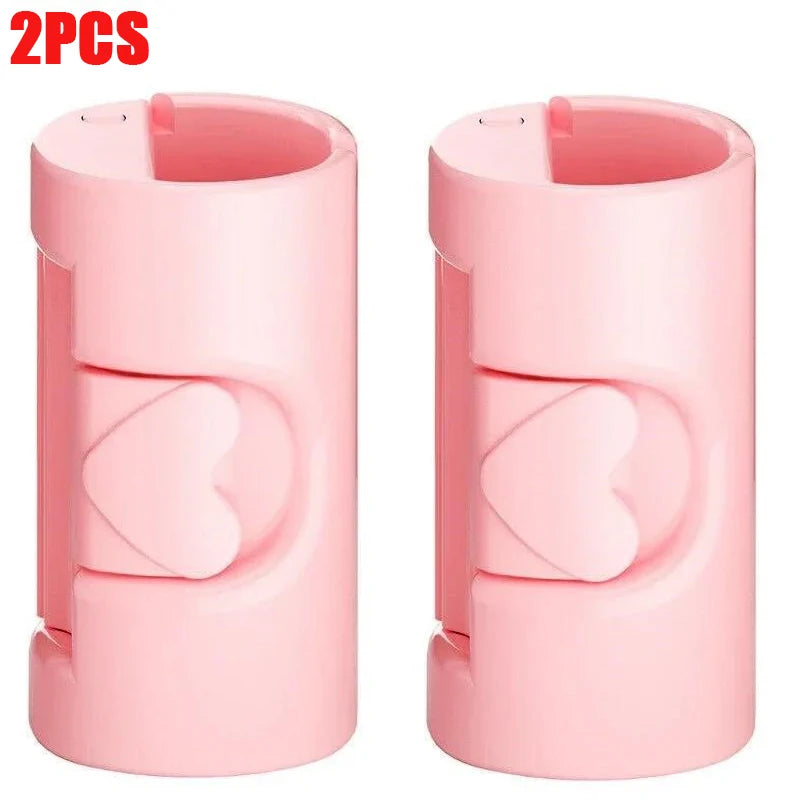 Two pink non-slip bed sheet grippers with adjustable clips shown side by side.
