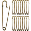 A set of heavy duty stainless steel safety pins in a vertical arrangement.