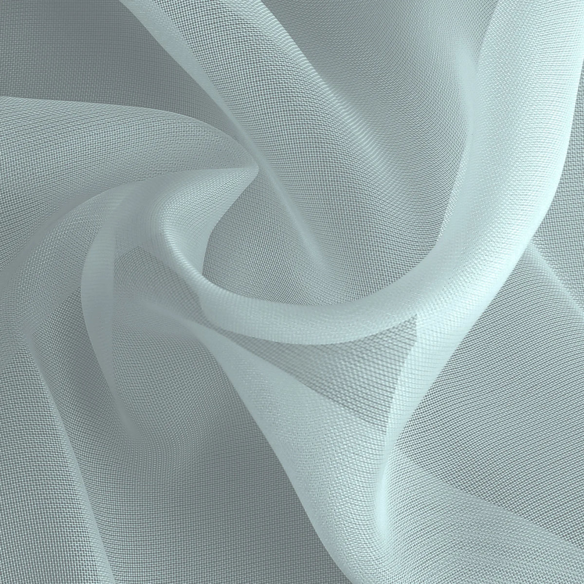 Flowing sheer voile curtain panel in light gray fabric draped softly.