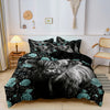 Black and white Highland cow print bedding set featuring a detailed bovine face design.