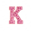 Pink rhinestone letter K patch for DIY craft project
