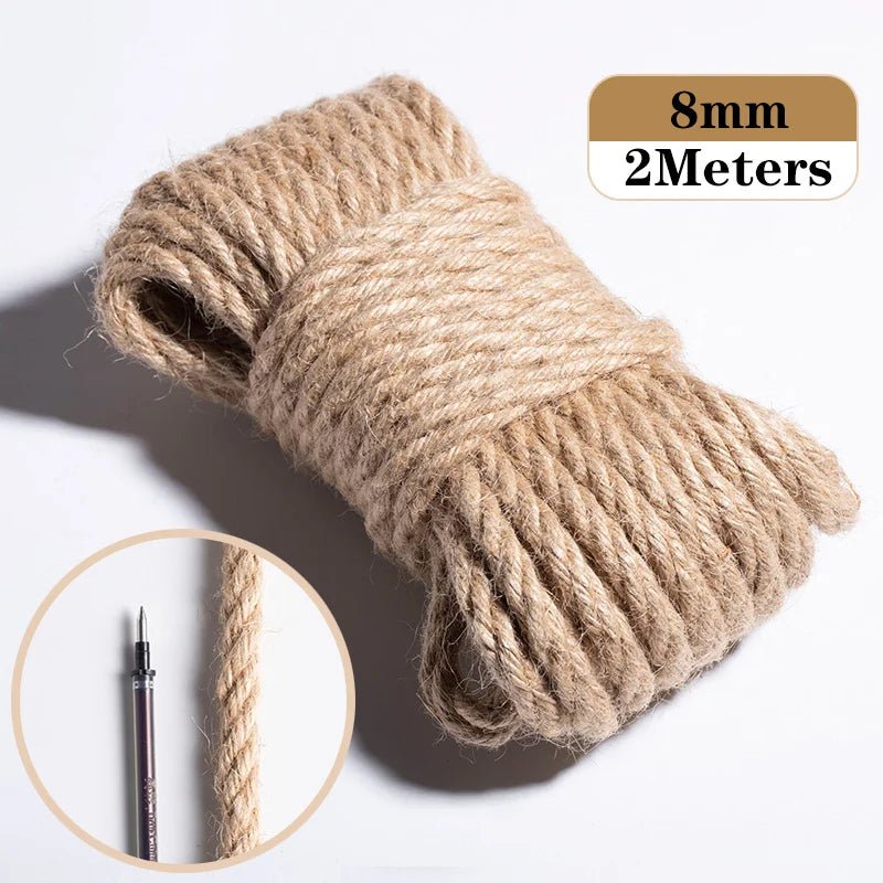 A roll of 8mm jute twine measuring 2 meters, used for crafts and decor.