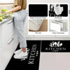 A set of kitchen mats featuring neatly hemmed edges, non-slip surfaces, and fabric showcase designs.