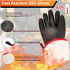 Black heat resistant BBQ gloves with neoprene coating and a thick cotton layer for protection