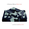 Two pillowcases and one duvet cover in a camouflage digital print pattern.