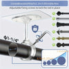 A close-up view of a clear mounting rod with adjustable fixing screws and various hardware components for installation.