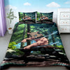 Anime Demon Slayer duvet cover set featuring a dynamic character in a forest setting