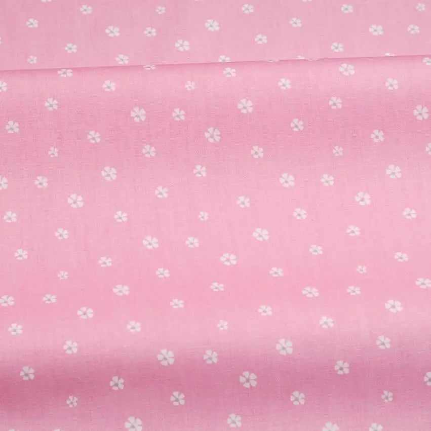 Pink floral and stripe cotton twill fabric for sewing and DIY