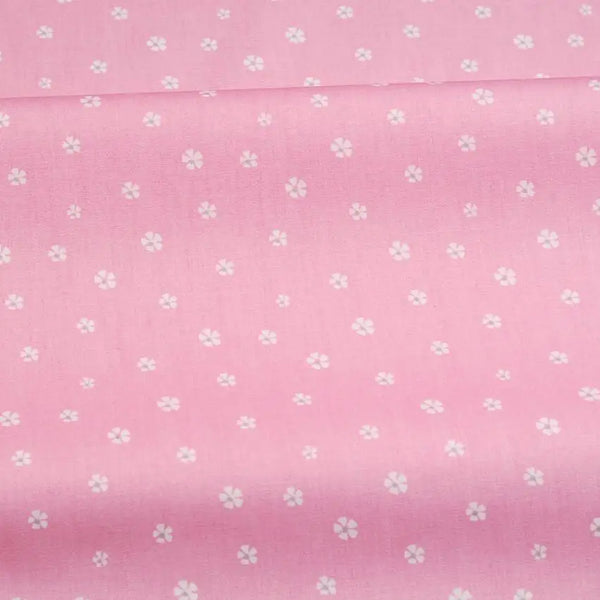Pink floral and stripe cotton twill fabric for sewing and DIY