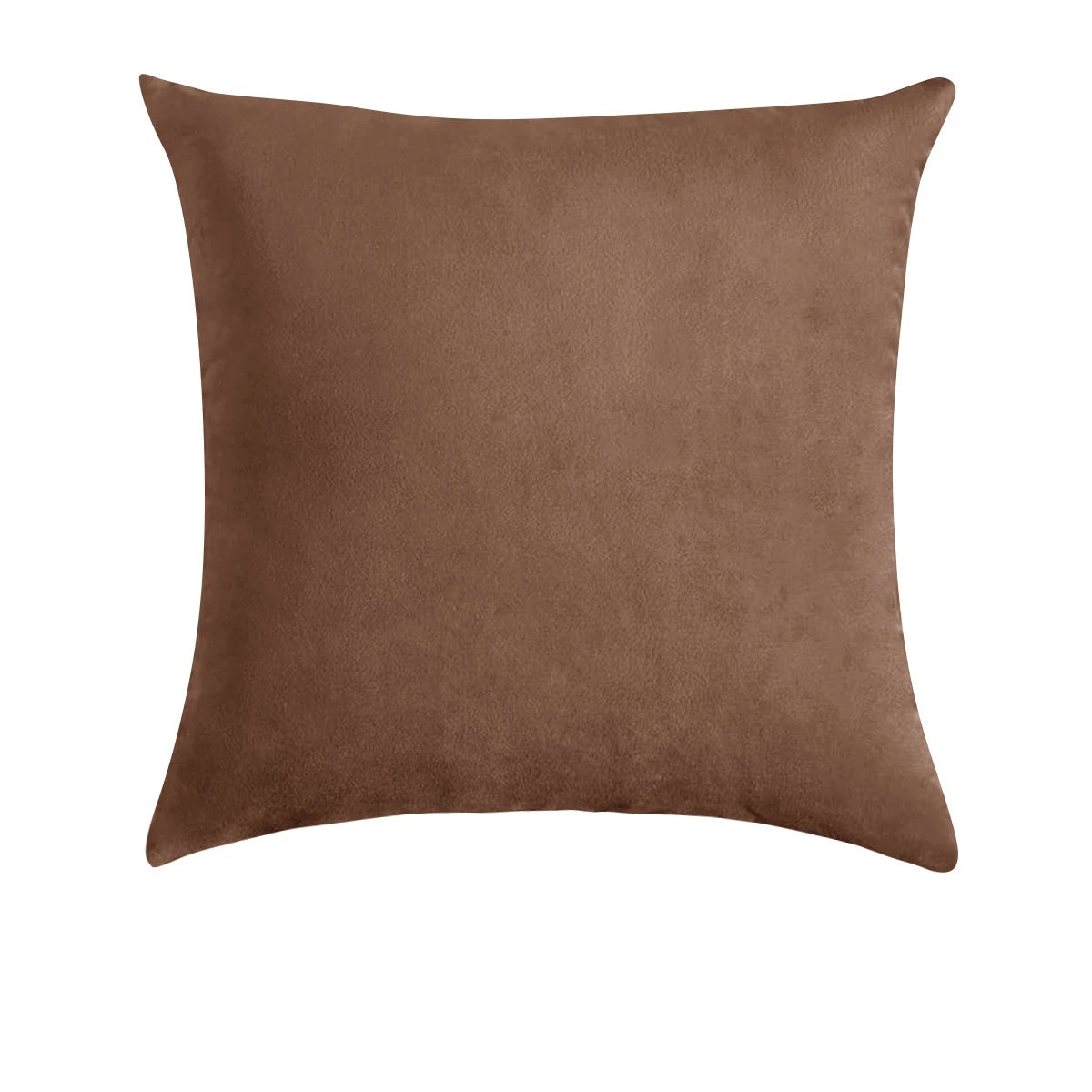 A square, deep brown velvet decorative pillow cover.