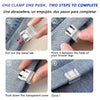 Step-by-step guide showing how to use invisible pant hem clips to adjust trouser hems.