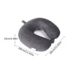 A dark gray bamboo fiber U-shaped travel neck pillow shown with dimensions.