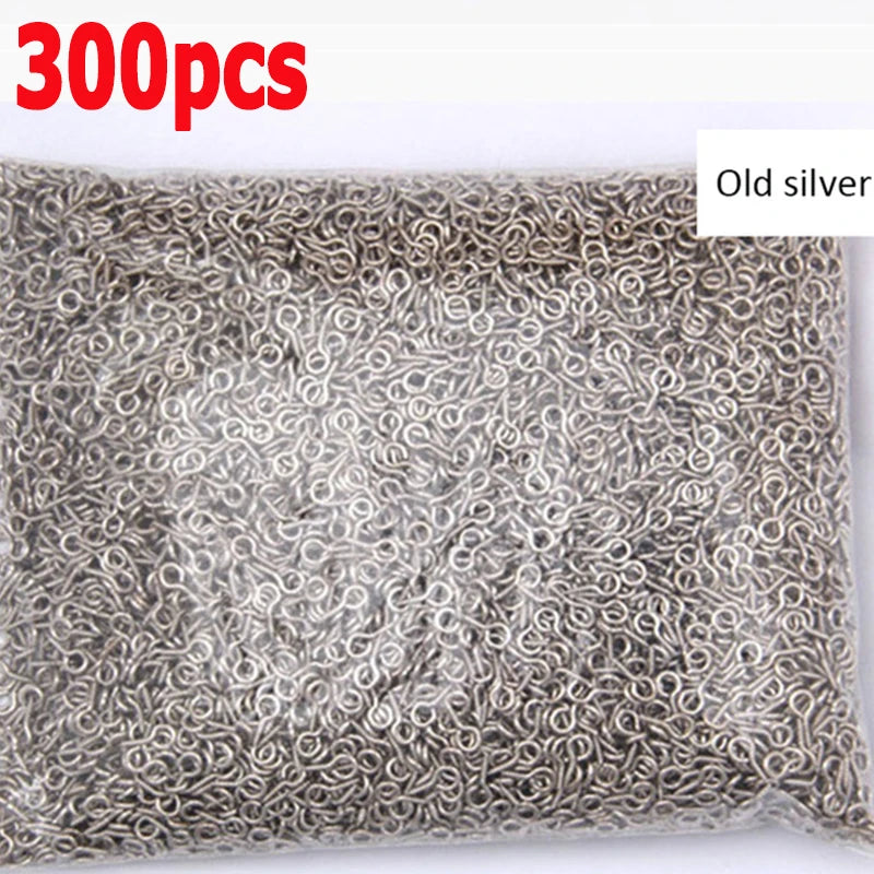 300 pieces of old silver stainless steel eye screw pins for jewelry making
