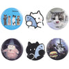 A set of tinplate pins featuring cute cartoon and realistic depictions of cats and other animals.