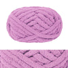 A ball of hand-knitted wool finger line scarf in a light purple color.