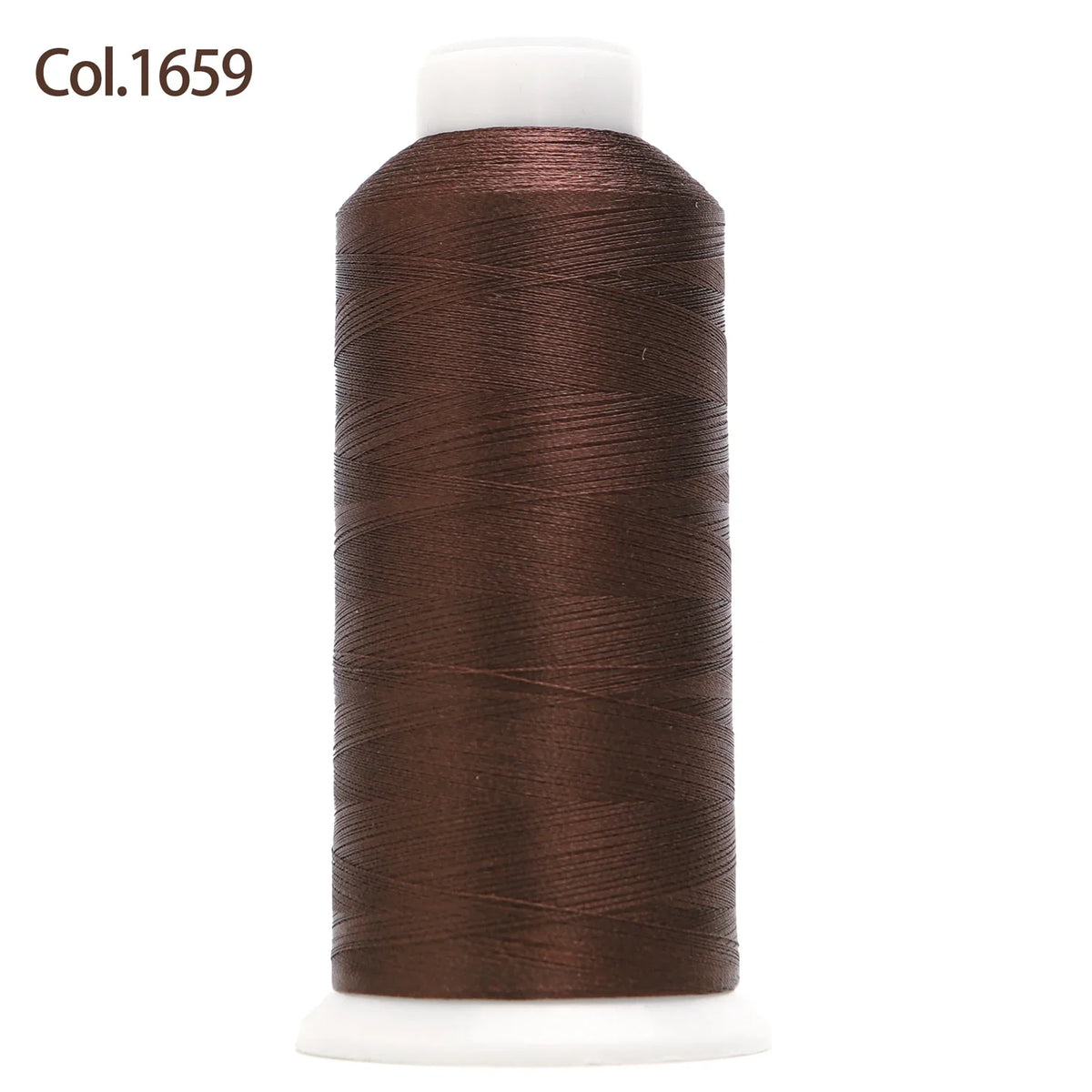 A spool of dark brown embroidery thread labeled Col.1659