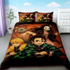 Anime Demon Slayer duvet cover set featuring characters from the series on a dark background