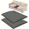 A beige sofa cushion repair pad is shown alongside a dark gray rectangular pad.