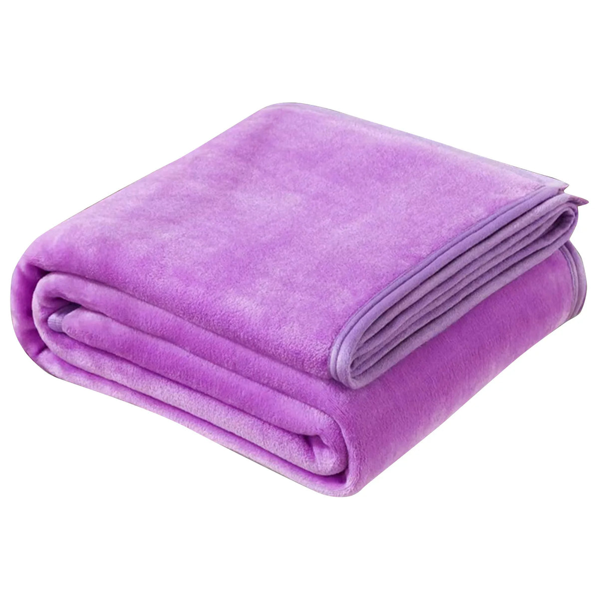 A folded purple cozy coral fleece throw blanket.