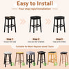 Four step installation guide showing how to cover a chair with waterproof PU leather bar stool covers
