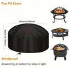 A black round fire pit cover with a lid and a separate metal grate for use on a brazier stove.