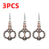 Three pairs of durable stainless steel crafting scissors with ornate handles